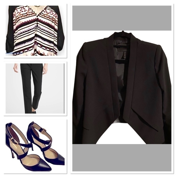 BCBGMaxAzria Jackets & Blazers - BCBG Blazer black cropped collarless.